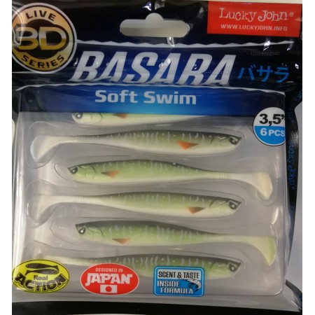 GUMINUKAS LUCKY JOHN 3D Basara Soft Swim 3,5" (8,9cm), 6vnt.