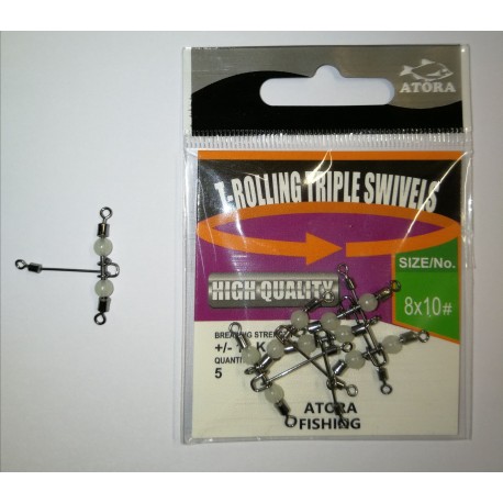 Suktukas - T-SHAPE CROSSLINE ROLLING SWIVEL 5vnt.