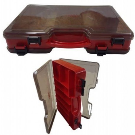 Dvipusė plastikinė dėžutė (RED) su rankenėle 29x19x6cm